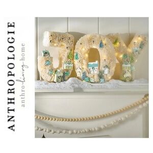 Anthropologie Festive Sisal Light-Up Diorama Christmas "JOY" New In Box